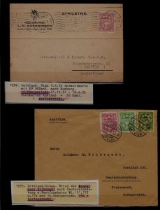 Latvia 2 covers/cards 1933-34/foreign mail