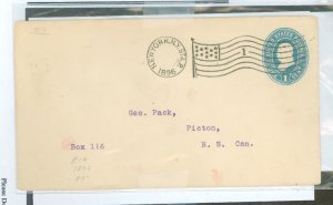 US  rate NYC flag cancel 1896 Sta. P.  Langford Flag Cancel Encyclopedia Pg. 45 Sta. P 1896 rate - 80 of 100 points