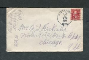 Postal History - Stockport OH 1910 Black 4-bar Cancel Cover B0519