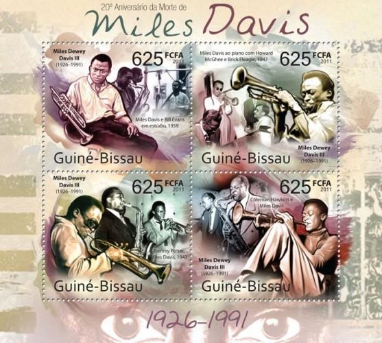 GUINE BISSAU 2011 SHEET MILES DAVIS SINGERS MUSIC