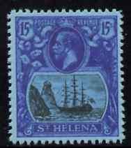 St Helena 1922-37 KG5 Badge 15s, modern 'Maryland' perf f...
