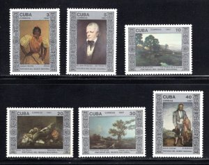 CUBA Sc# 2919-2924 NATIONAL MUSEUM PAINTINGS Art artwork CPL SET of 6 1987 MNH