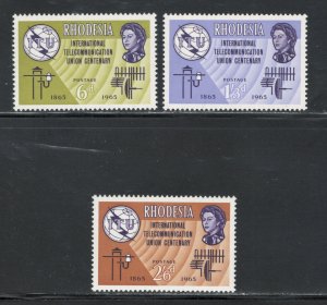 Rhodesia 1965 Centenary of ITU Scott # 200 - 202 MNH