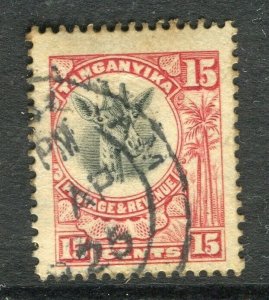 TANGANYIKA; 1922-24 early GV Giraffe issue fine used Shade of 15c. value