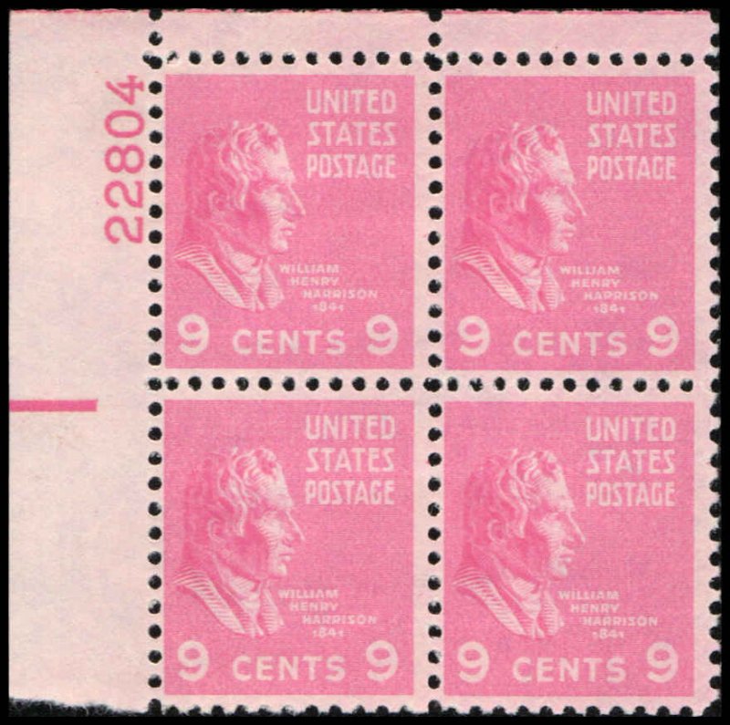 US #814 HARRISON MNH UL PLATE BLOCK #22804