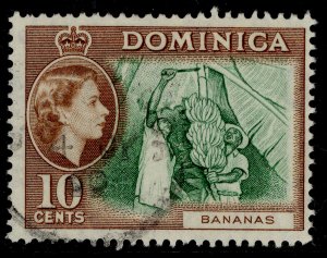 DOMINICA QEII SG150a, 10c green & deep brown, FINE USED.