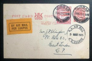 1925 Durban South Africa Experimental Flight Airmail PC Cover to East London