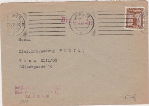 Germany 1943 Wien Cancel Official Stamp Cover Ref 35157