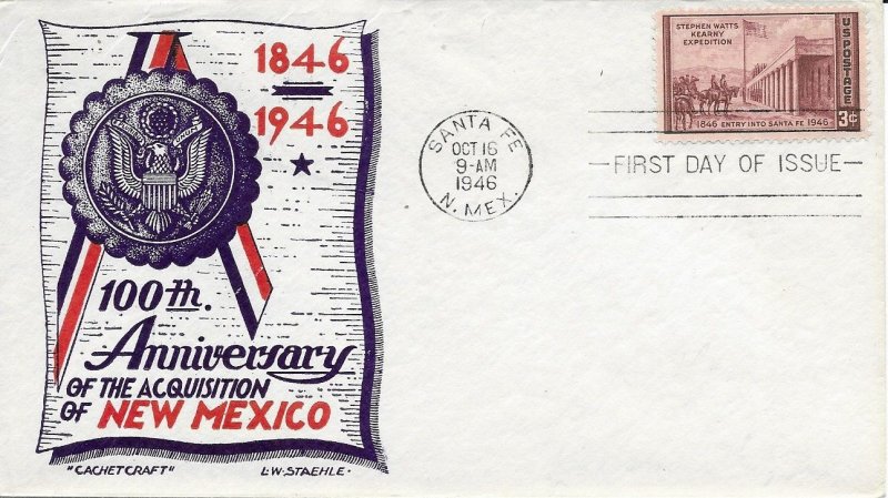 1946 FDC, #944, 3c Kearny Expedition, CC/Staehle