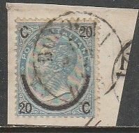 Italy 34, 20¢ ON 15¢, SURCHARGED SINGLE, USED ON SMALL PIECE OF PAPER. F (951)