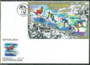 CENTRAL AFRICA  2014 SOCHI WINTER OLYMPICS 2014  SHEET  FIRST DAY COVER