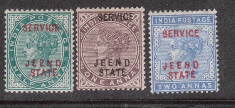 India Jind #O4 #O5 #O6 Mint Fine - Very Fine Original Gum Hinged Set