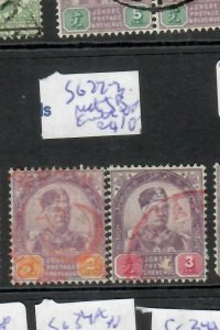 MALAYA  JOHORE  (P2105BB)  SULTAN  2C-3C  SG 22-3   RED  JB  CANCELS  VFU 