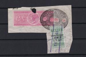 british india revenue stamps  on piece ref r12778
