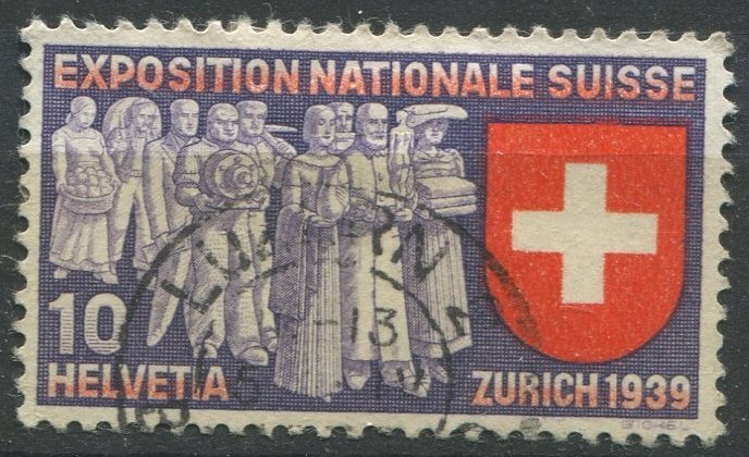 Switzerland Sc#247 Used, 10c sl lil & brt red, Swiss Exhibition (1939)