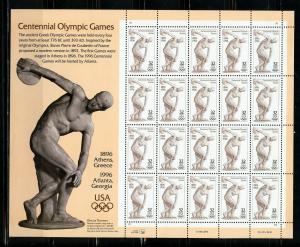 UNITED STATES SCOTT#3087 CENTENNIAL OLYMPICS SHEET  OF TWENTY MINT NH