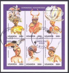 Uganda Sc# 1465 FD Cancel 1997 300sh Traditional Attire sheet/6