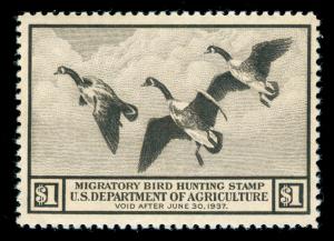 MOMEN: US STAMPS #RW3 DUCK MINT OG NH VF JUMBO