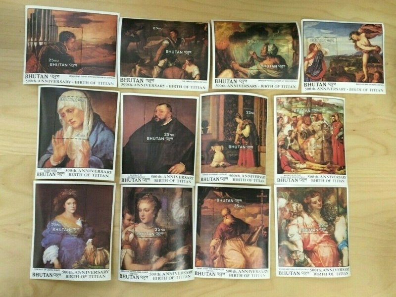 SPECIAL LOT Bhutan 1989 677-88 - Titian 500th Ann. - 10 Sets of 12 S/S - MNH