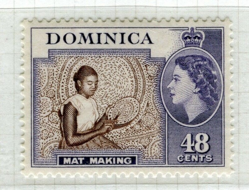 DOMINICA; 1954 early QEII issue fine Mint hinged 48c. value