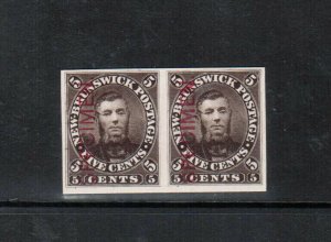 New Brunswick #5Piv,v Very Fine Proof Pair India Paper On Card With Thin