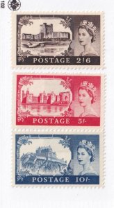 GB # 309-311 VF-MLH QE11 CASTLE ISSUES CAT VALUE $129.50
