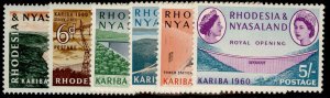 RHODESIA & NYASALAND QEII SG32-37, 1960 Kariba Hydro set, M MINT. Cat £20.