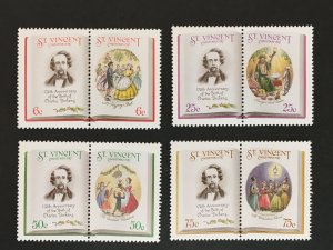 1987 St Vincent Sc# 1061-64, Charles Dickens' Christmas Carol se-tenant pairs