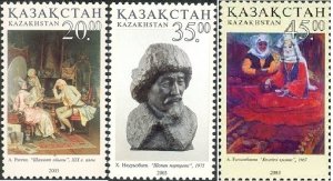 Kazakhstan 2003 MNH Stamps Scott 422-424 Art Paintings Chess