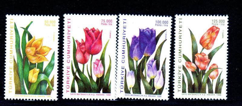 TURKEY #2699-2702  1998  TULIPS   MINT  VF NH  O.G