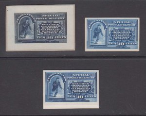 USA 1885 SP. DELIVERY Sc E1P2, E1P3 & E1P4 SMALL DIE PROOF + 2 PLATE PROOFS RARE
