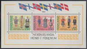 FAROE ISLANDS Sc# 101a-c MNH SOUVENIR SHEET with TRADITIONAL COSTUMES