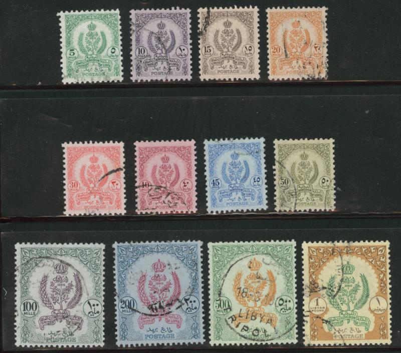 LIBYA Scott 196-206A used 1960 short set CV$19.50