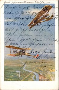 1916 Feldpost Germany WW1 Fighter Aces Postcard to Ehrenfriedersdorf Germany