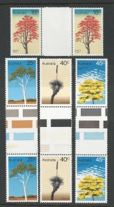 Australia # 677-80  Australian Trees -GUTTER PAIRS (4) Mint NH