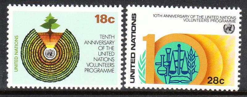 366-67 United Nations 1981 Volunteers MNH