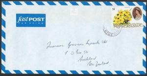 NIUE 1993 airmail cover to New Zealand. $1 flowers single franking.........13270