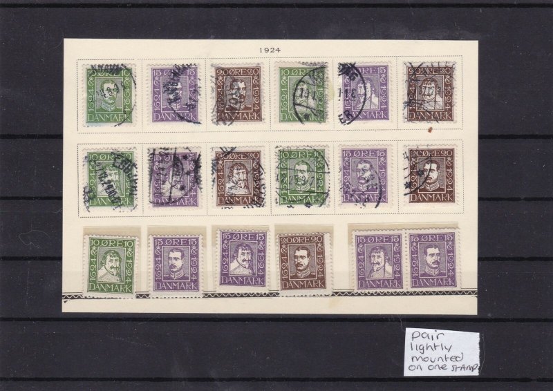 denmark 1924 both heads mnh + used stamps cat £140+ ref 7624