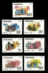Tanzania 1992 - History of Bicycles - Set of 7v - Scott 985I-O - MNH