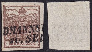 Austria - 1850 - Scott #4 - used - Type I - RADMANNSDORF pmk Slovenia Edge print