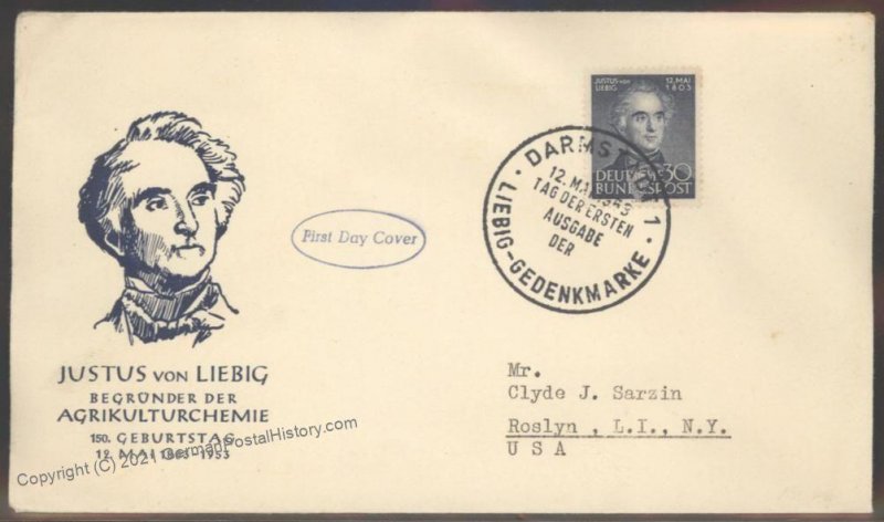 Germany 1953 BRD Bundesrepublic Mi166 Liebig FDC Cover 104221