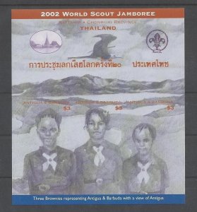 2002 Antigua & Barbuda World Boy Scout Jamboree ms3 Brownies IMPERF