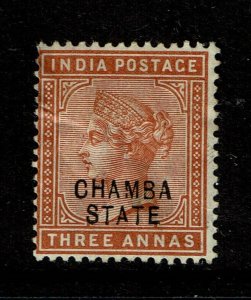 Chamba SG# 8, Mint Hinged, Hinge Remnants, shallow hinge thin - S10427