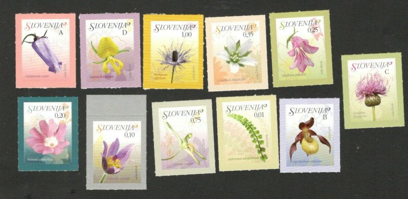 SLOVENIA - 11 STAMPS - FLOWERS -FLORA - 2007. 