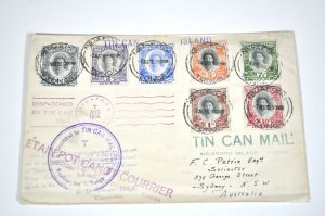 1936 Tonga Tin Can Island Mail Registered Cover to Australia Stamps 54 55 58-62