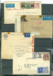 INDIA  LOT of (4) AIRMAIL COVERS incl. (2) CENSORED...CACHET, VIGNETTE