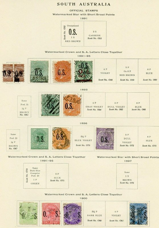 SOUTH AUSTRALIA  LOT OF STAMPS MINT HINGED & USED MOUNTED ON PAGES AS SHOWN
