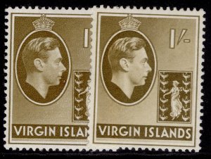 BRITISH VIRGIN ISLANDS GVI SG117 + 117a, 1s PAPER VARIETIES, M MINT. Cat £30.