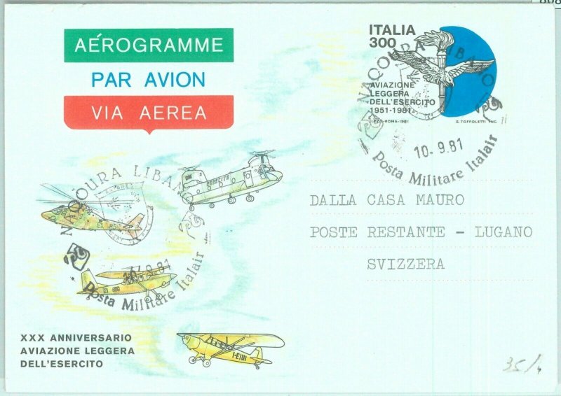 86873 - LEBANON - POSTAL HISTORY - AIRCRAFT of ITALIAN TROOPS 1981-