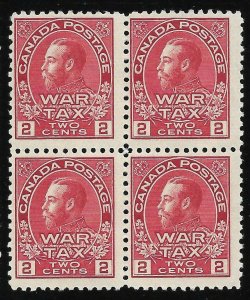 Doyle's_Stamps: MNH 1915 Canadian War Tax Blocks, Scott #MR1** & #MR2**, cv $520